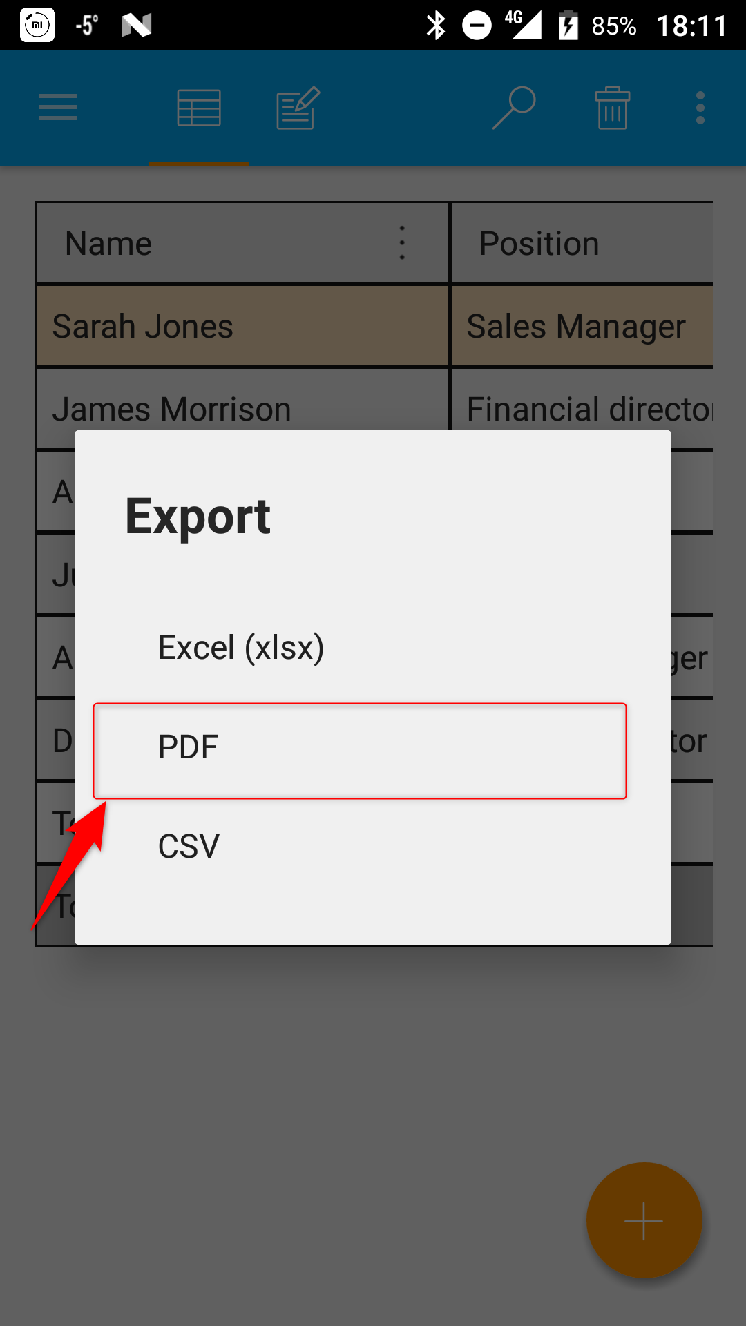 PDF export